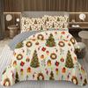 Christmas Bedspread Queen/Full Xmas Tree Quilted Coverlet for Boys Girls,Cartoon Festival Theme Quilt Set Happy New Year Bedding