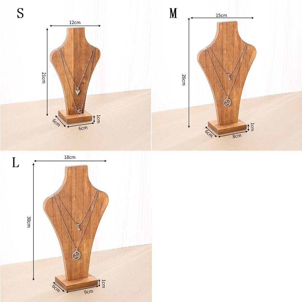Hanging Shelf Necklace Display Stand Walnut Wood Mannequin Necklace Display Rack Jewelry Rack