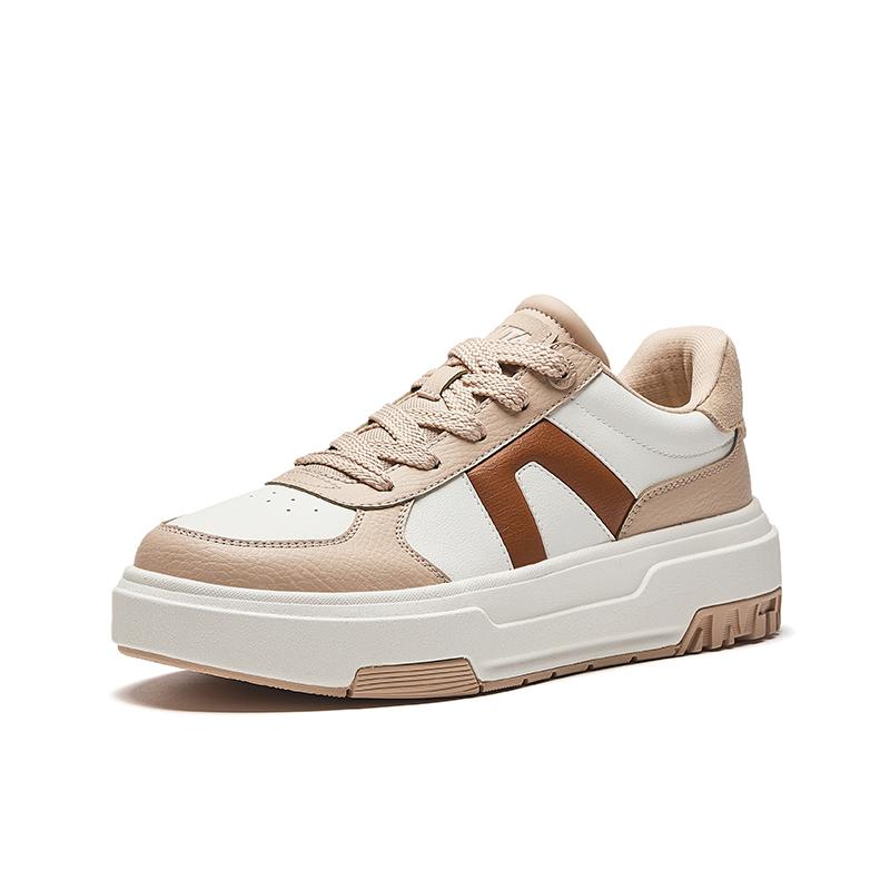 Anta Life Collection Slip Resistant Abrasion Resistant Cushioning Low Top Skateboard Shoes Women's White Brown Sneakers 122448023-5
