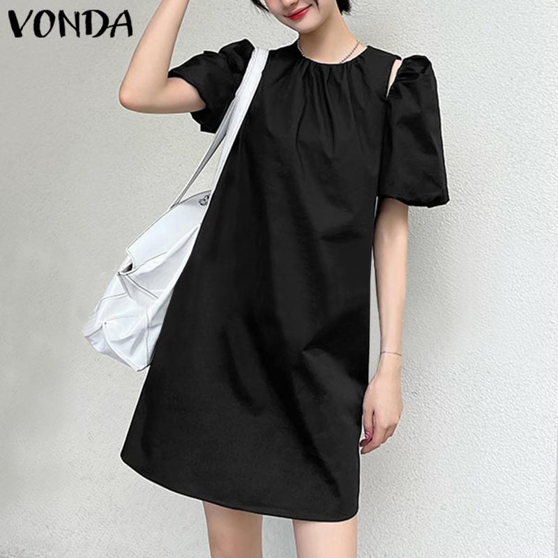 

VONDA Летнее женское короткое платье с пышными рукавами и H-образным вырезом