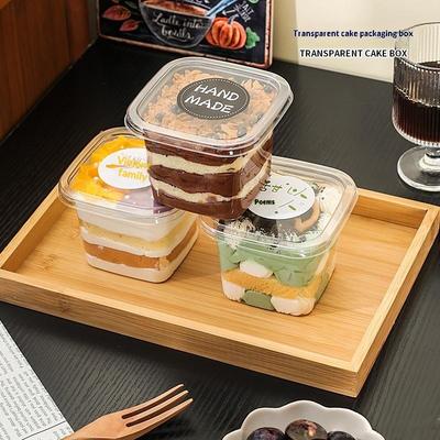 50Pcs Disposable Dessert Box With Lid Clear Plastic Mousse Storage Container 150/250/380ml Food Cake Cup Packaging Box