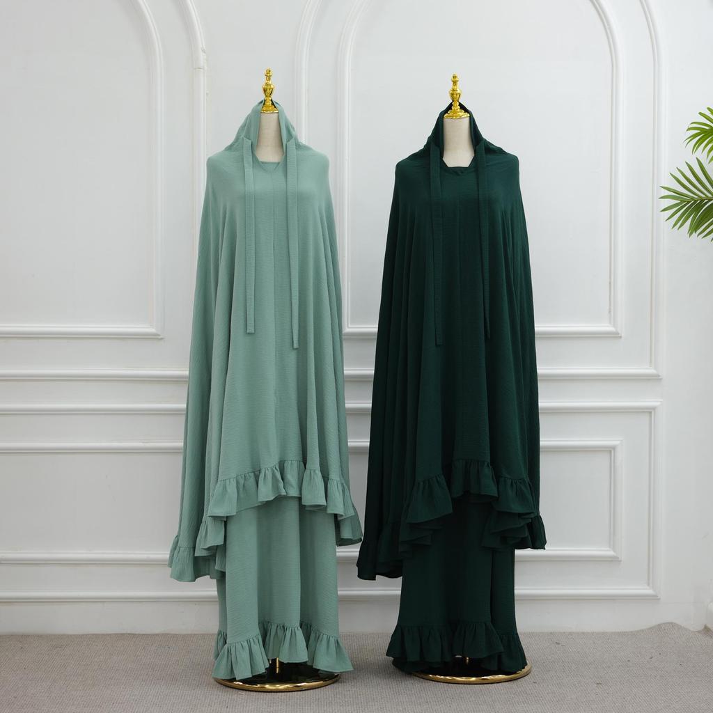 Loriya 2025 Solid Color Dress with Large Headscarf LR972