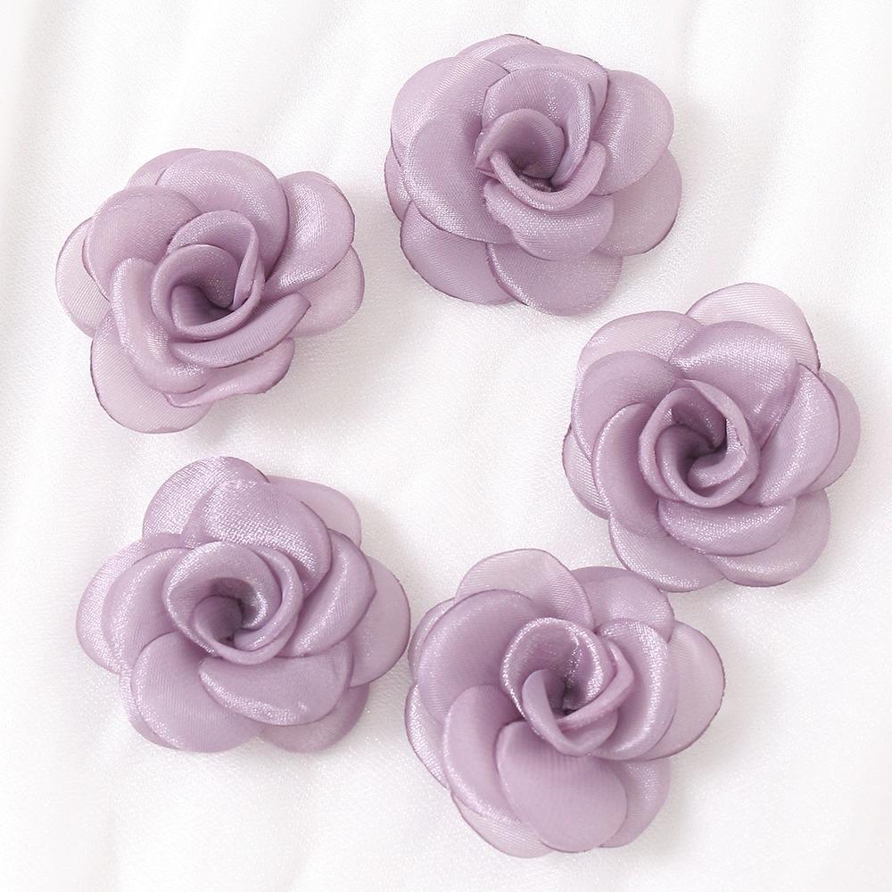 3/5Pcs 5cm White Camellia Rose Chiffon Fabric Flower for Home Room Wedding Invitation Artificial Flowers for Dress Decoration