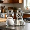 Salt And Pepper Shakers with Stainless Steel Lids Reusable Spice Jars Clear Easy-Fill Spice Storage Organizer for Kitchen Camping