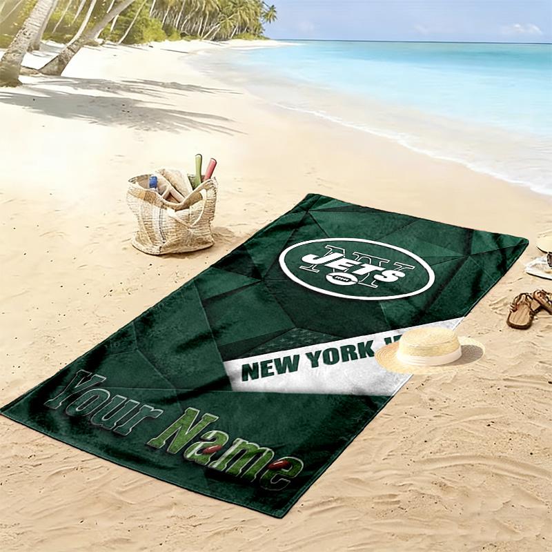 Name Custom New york jets Print Beach Towel, Large Soft Quick Dry Towel for Beach Camping Swimming