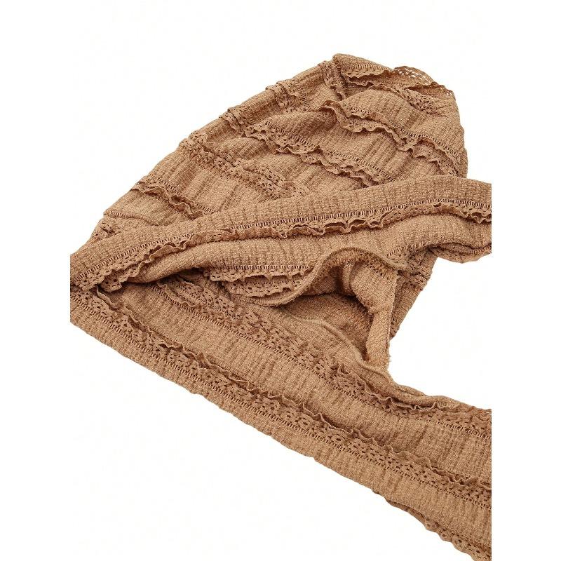 1 Stück doppellagige Spitze Damen Ganzjahres-Weich-Elastisch-Falten-Kopftuch-Kappe Atmungsaktive Haarkappen Modische Turban-Haube