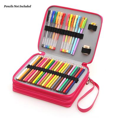 124 Holder PU Leather School Pencils Case Large Capacity Pencil Bag For Colored Pencils