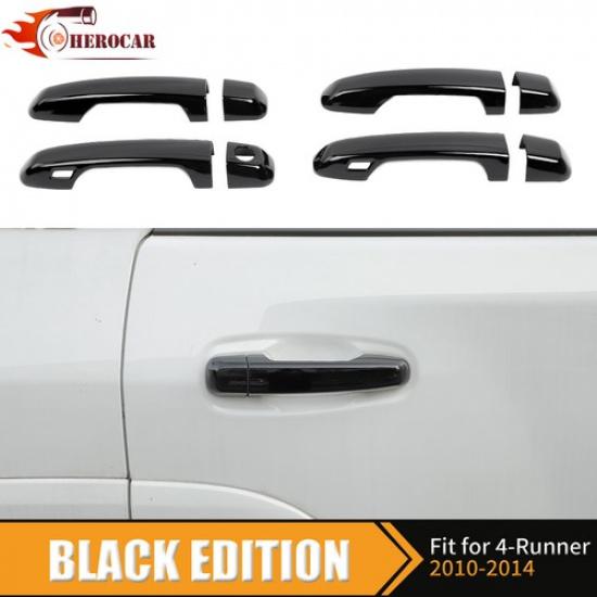 8PCS Gloss Black Door Handle Cover W/Smart Key Holes For 4Runner 2010+ Exterior