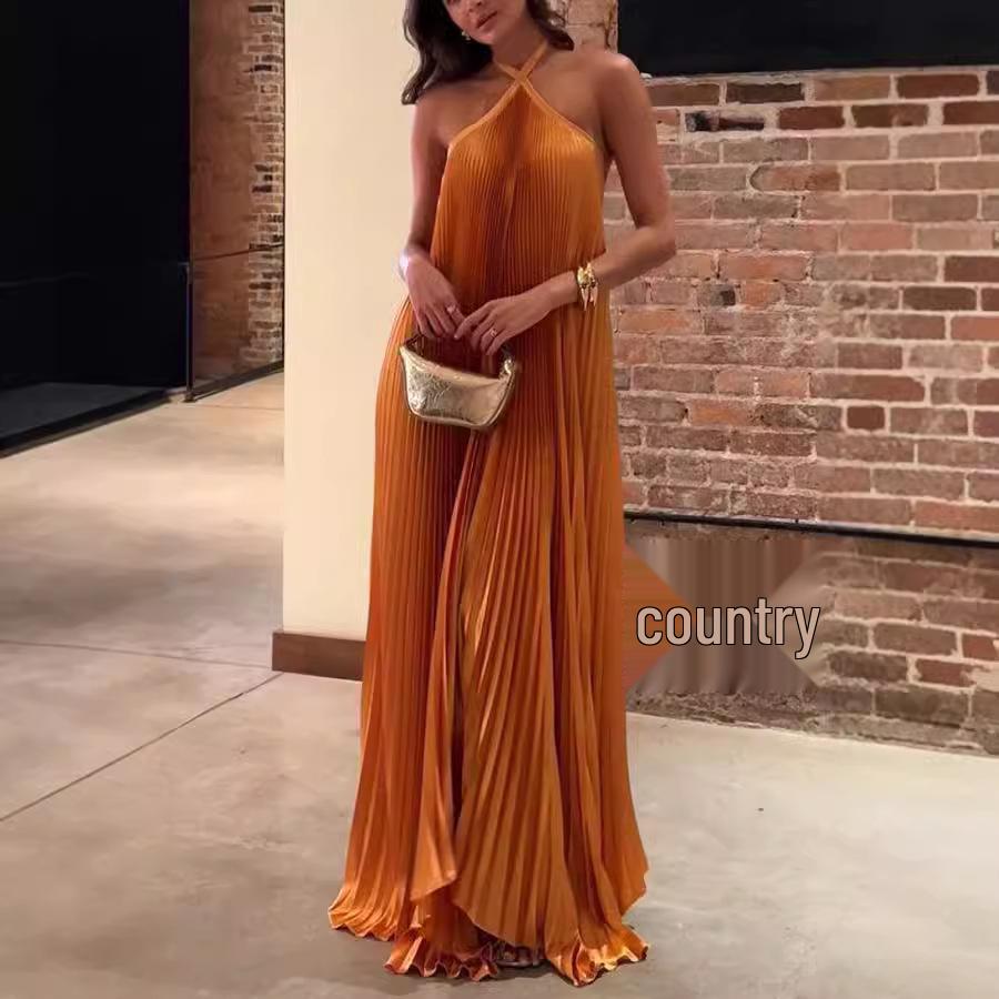 European & American Women's Halter Backless Sexy Sleeveless Dress - Vacation Fashion 8080