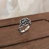 Adjustable Open Ring Women Men Vintage Rose Flower Design Minimalist Plated Finger