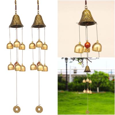 Dragon Phoenix Lucky Wind Chimes Multifunction Hanging Vintage Bell Fengshui Bell Pendant for Door Window Wall Tree Decoration