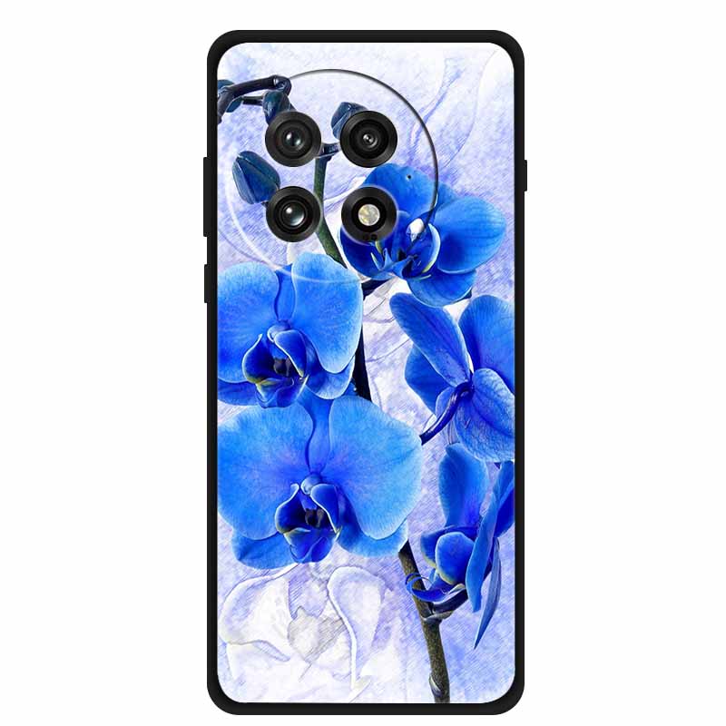 Funda For OnePlus13 5G Case OnePlus 13R Black Silicone Soft Flower Fashion TPU Back Cover For OnePlus13 13R Case Protective Capa