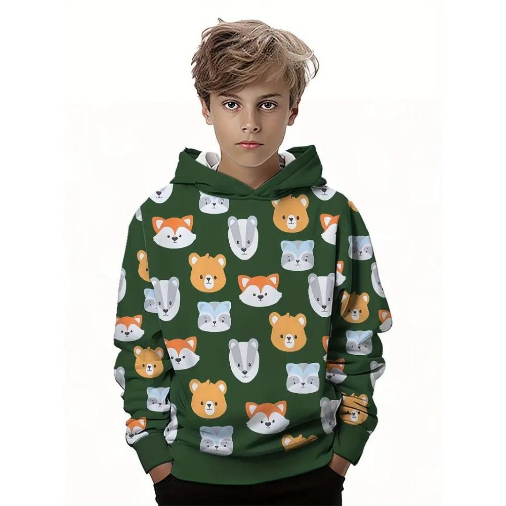 

Children s Cute Dinosaur Pattern 3D Digital Printing Boy s Hooded Sweatshirt 160