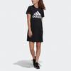 adidas Essential Logo Print Breathable Round Neck Sports Short Sleeve Dress Women Dresses Black GM5588