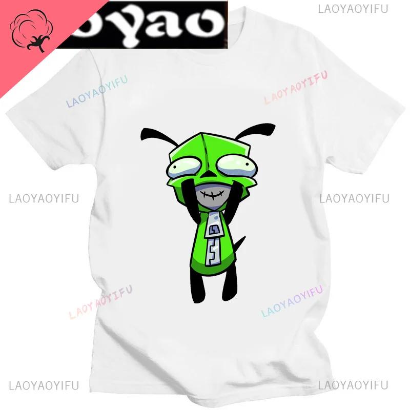 Cute Cartoon Invader Zim Gir Graphic Tshirt Image Cotton Women Men Retro Tees Unisex Adult Harajuku Fun Fashion Streetwear Tops