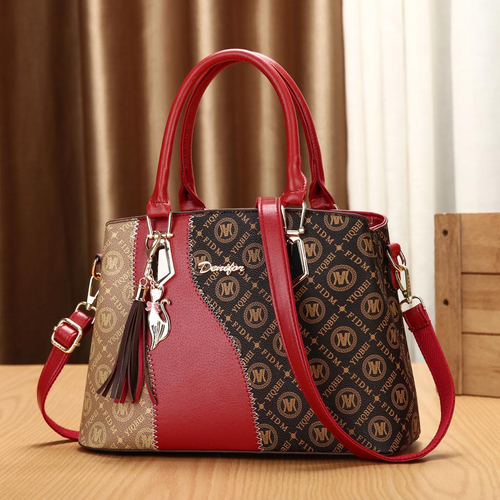 Vintage Large Capacity Fashionable Women's Tote Bag Leather Square Single Shoulder Handbag 2Piece Set Handbag Crossbody Bag