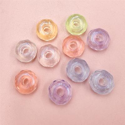 High Quality Big Hole DIY Material Acrylic Round Beads 10pcs DIY Handmade Materials Cut Bead Transparent for Bracelet Jewelry Marking Charms