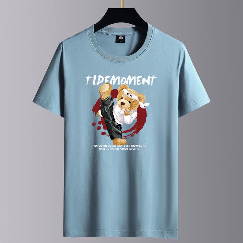 Herr Bomulls Kortärmad Sommar T-shirt, Lös Passform Trendig Topp