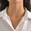 Trendy Double Satellite Chain Necklaces for Women Girls,Gold Color Stainless Steel Link Choker Collar Charm Necklace Party Gifts