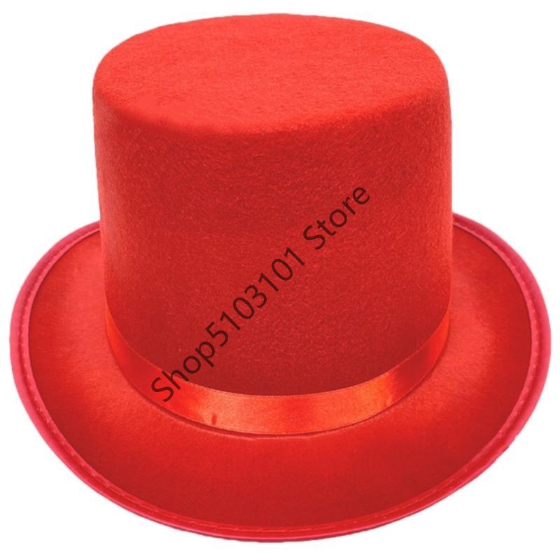 X6HE Elegant Stage Performances Tall Hat Cosplay Costume Gentleman Hat with Roll Trim Adult Carnivals Party Photography Hat