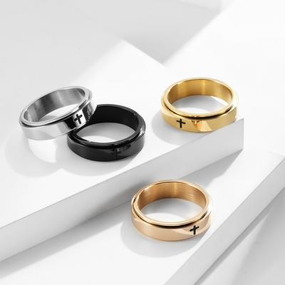Anello Rotante Minimalista Europeo e Americano in Acciaio Inossidabile Decompressione Allevia l'Ansia Acciaio al Titanio