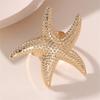 Romantic Flower Shape Starfish Ring Gold Color Metal Pearl Ring Exaggerated Jewelry Flower Ring Beach