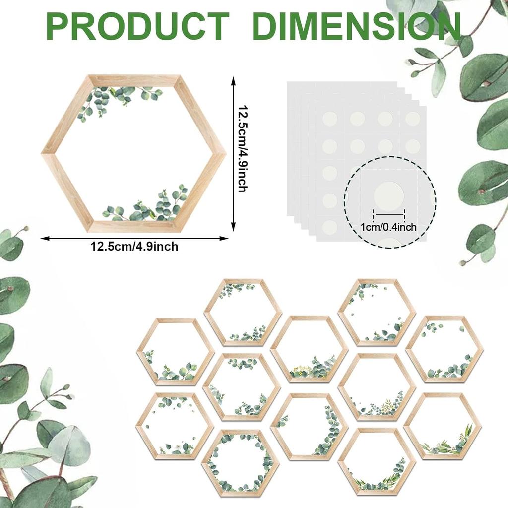 60 Pcs Simply Boho Hexagons Cutouts for Plant Themed Classroom Bulletin Board Decor Greenery and Wood Grain for Farmhouse Rustic Classroom Décor
