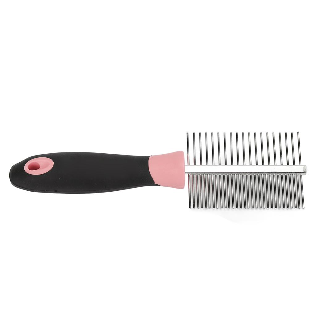 Double Sided Pet Comb Round Wide Dense Teeth Stainless Steel Cat Grooming Comb for Dogs CatsPink