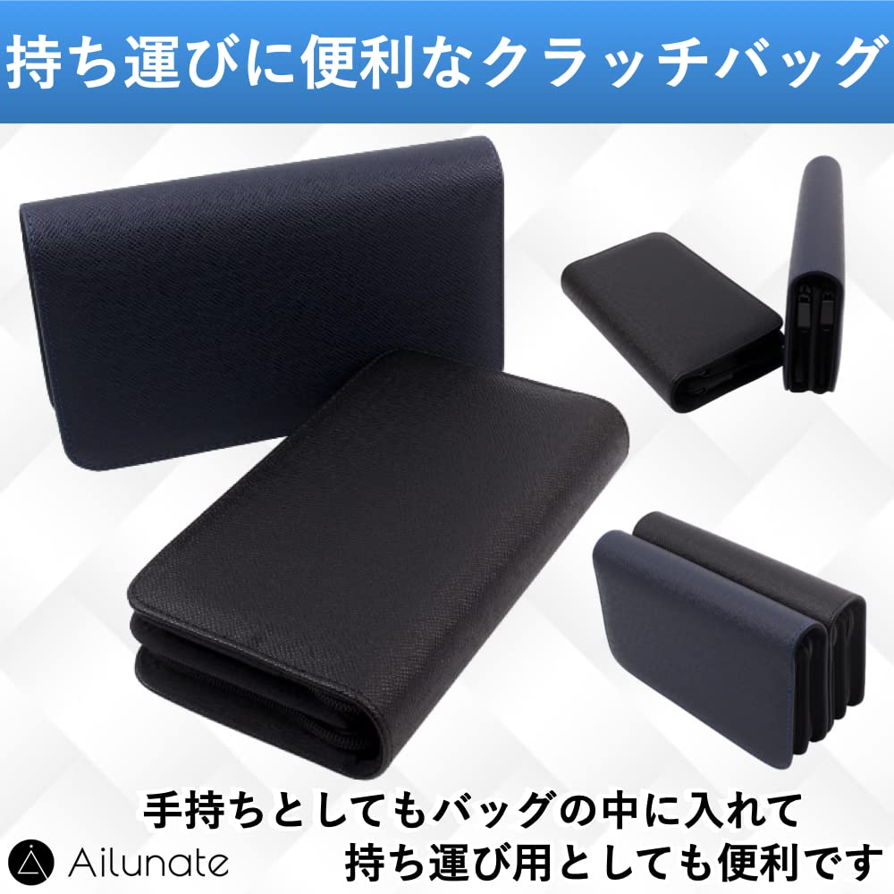 Ailunate Scissor Case, Scissor Bag, Clutch Bag for Hairdressers, Trimmers, Florists, Compact, Holds 5 Scissors, Leather (Navy)