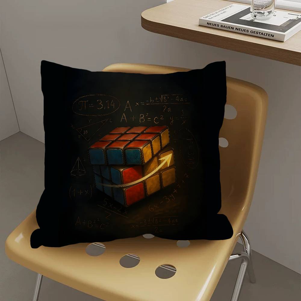 Car Living Room Sofa Cushion Cover Rubik'S Cube Cartoon Pattern Cushion Cover Luxury Home Decoration Pillow Cover