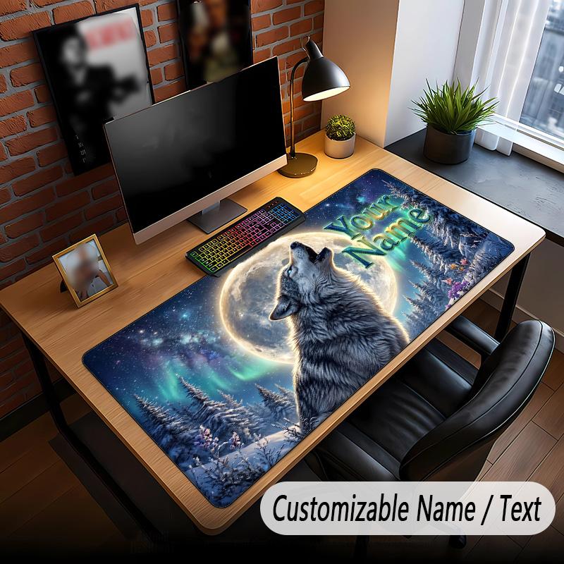 Vlčí téma Vlastní podložka pod myš Personalizovaná jménem Textem Přizpůsobená podložka na stůl Pro kancelář Domácí dekorace