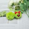 12Pcs Furry Christmas Green Elf Ball Soft 6cm Green Plush Christmas Balls DIY with Bow and Heart Xmas Tree Pendant Party