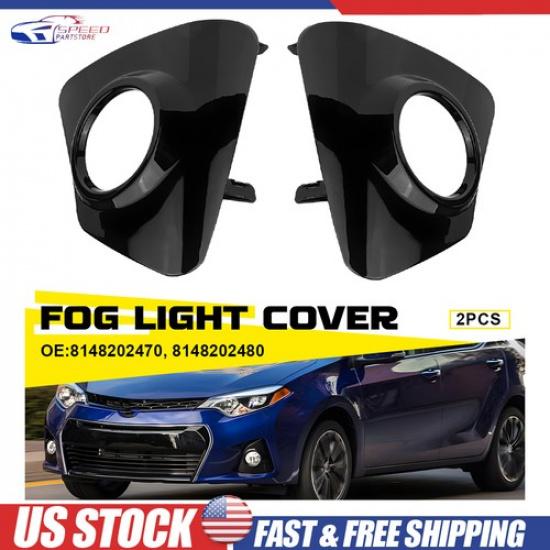 New Pair Fog Light Trim Set Fog Lamp Cover Bezels For 2014-2016 Toyota Corolla S