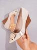 Women's Spring Suede Wedge Heels: French Style, Low-Cut, Metal Buckle, Professional Look