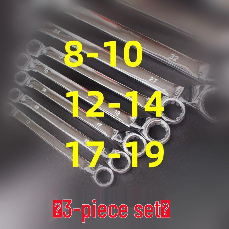 Dual-Ended Extra Long Chrome Hexagonal Box Wrench Set, Mirror Polished