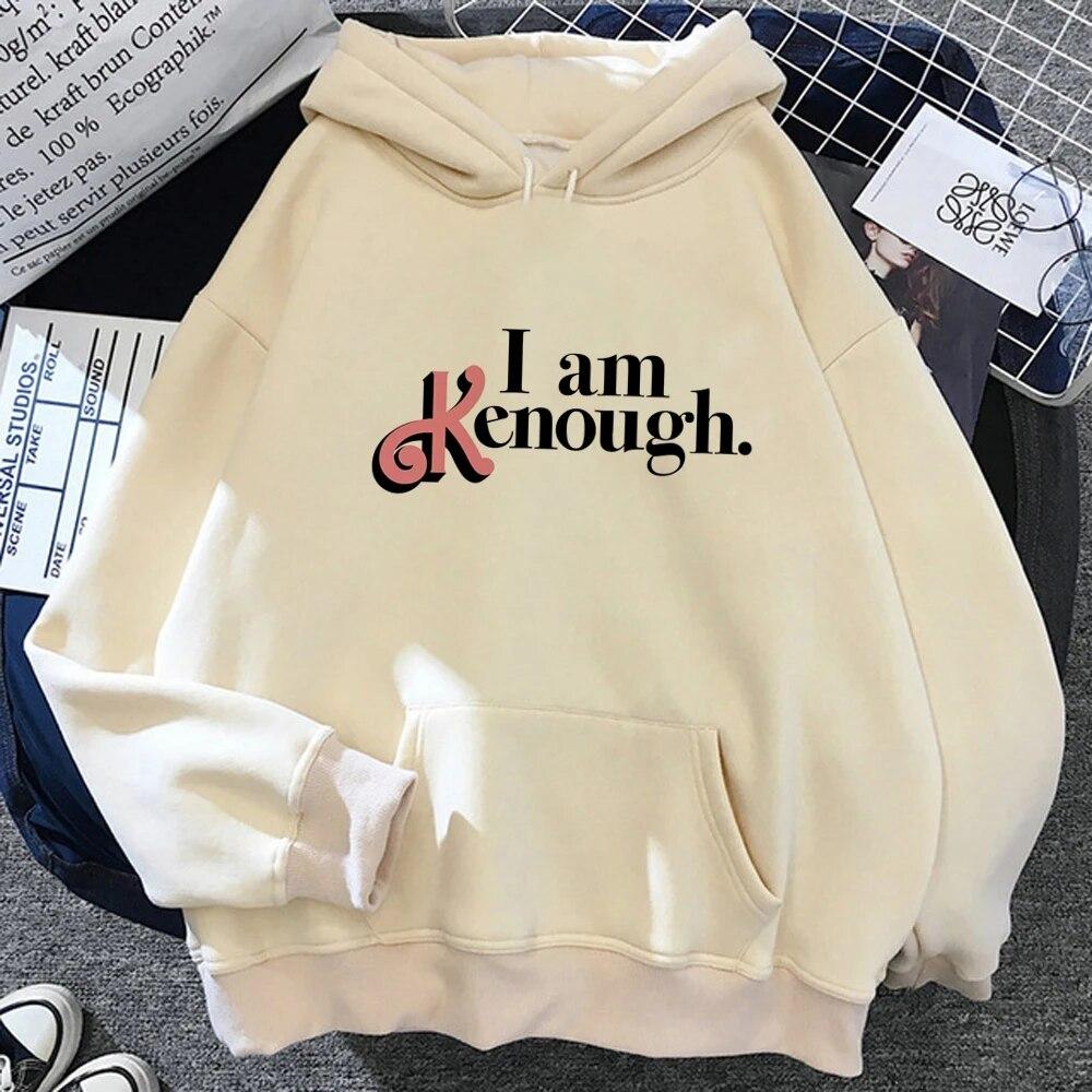 

Толстовки с капюшоном «I Am Kenough», женский пуловер в стиле Харадзюку с длинными рукавами, верхняя одежда унисекс, толстовка с капюшоном