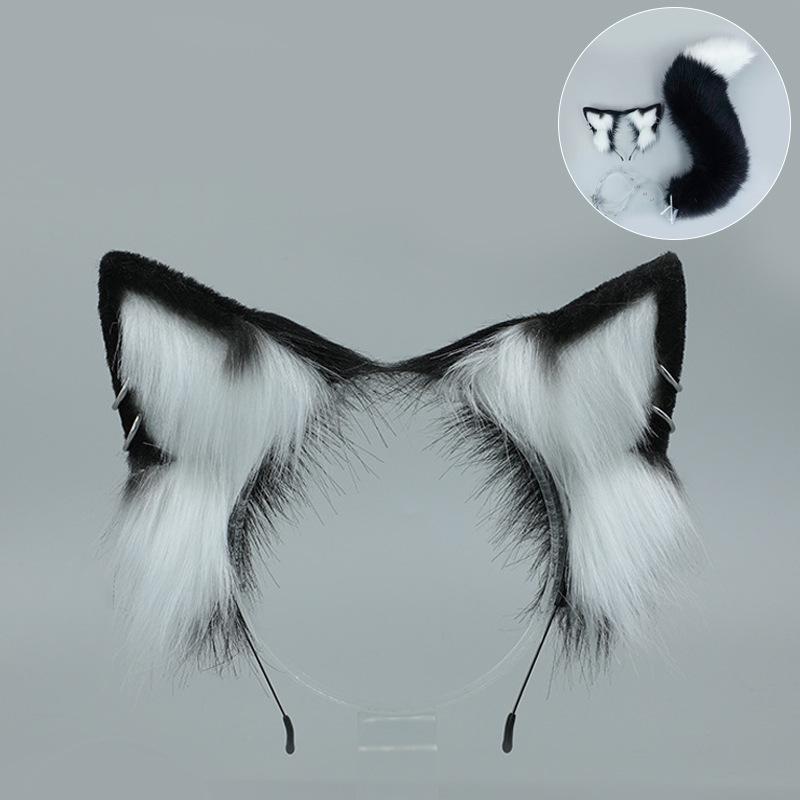 Fox Ears  Tail Cosplay Set - Halloween Beast Yokai Headband  Plush Accessory One Size