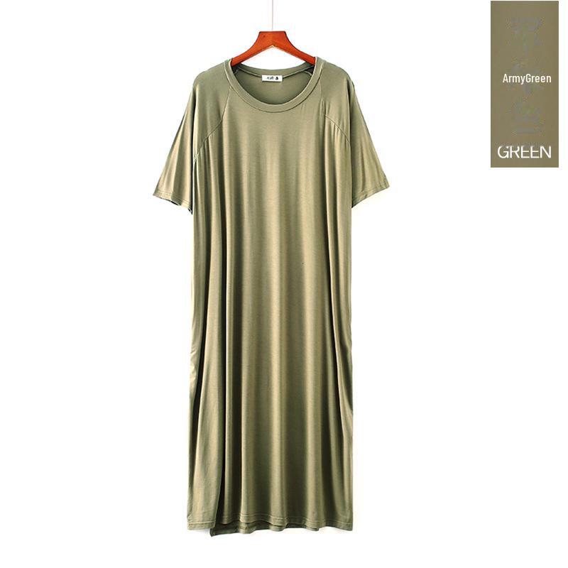 

Летняя женская ночная рубашка из модала с коротким рукавом: Большие размеры для беременных Свободная пижама Длинная юбка One Size (suitable for 90-280 jin)