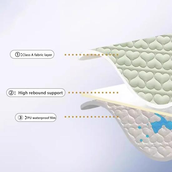 Padded Pillow Cover Quilted Waterproof Pillow Protector Heart Pattern Envelope Pillowcase Protection from Dust And Sweat for Home Bedroom School