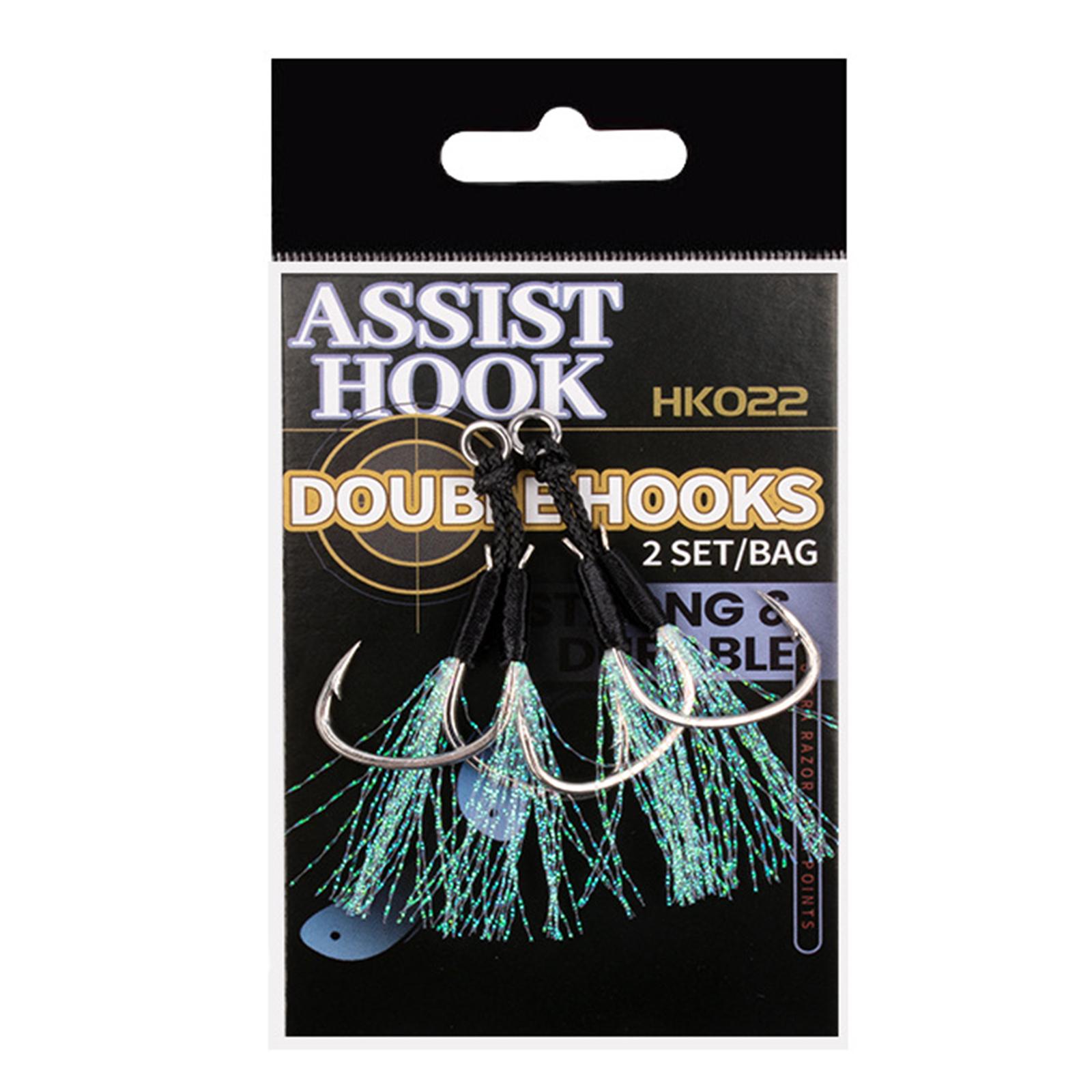 

Slow Fall Jigs Fishing Hook Double Fishing Assist Hooks Saltwater Jig Assist Hook Dancing Stinger Jigging Lure Pack of 2 A чёрный