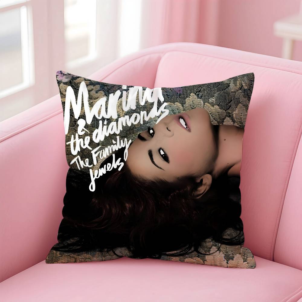 

Music Album M-Marina and the diamonds Pillow Case Pattern Printed Pillowcase for Living Room Sofa Cushion Cover & Bedroom Decor 12x12Inch