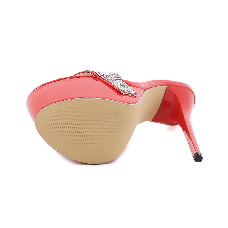 Eilyken Neues Design Plateau Kristall Diamant Damen Hausschuhe Sexy Sommer Super Hoher Absatz Hochzeits Nachtclub Badeschuh Größe 42