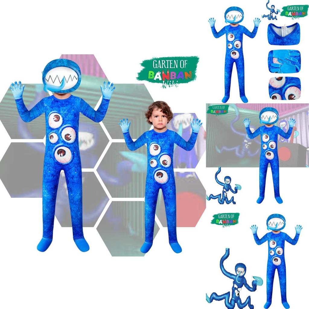 High-quality Cartoon Cosplay Dance Costume For Kids Blue Soft Milk Silk Fabric