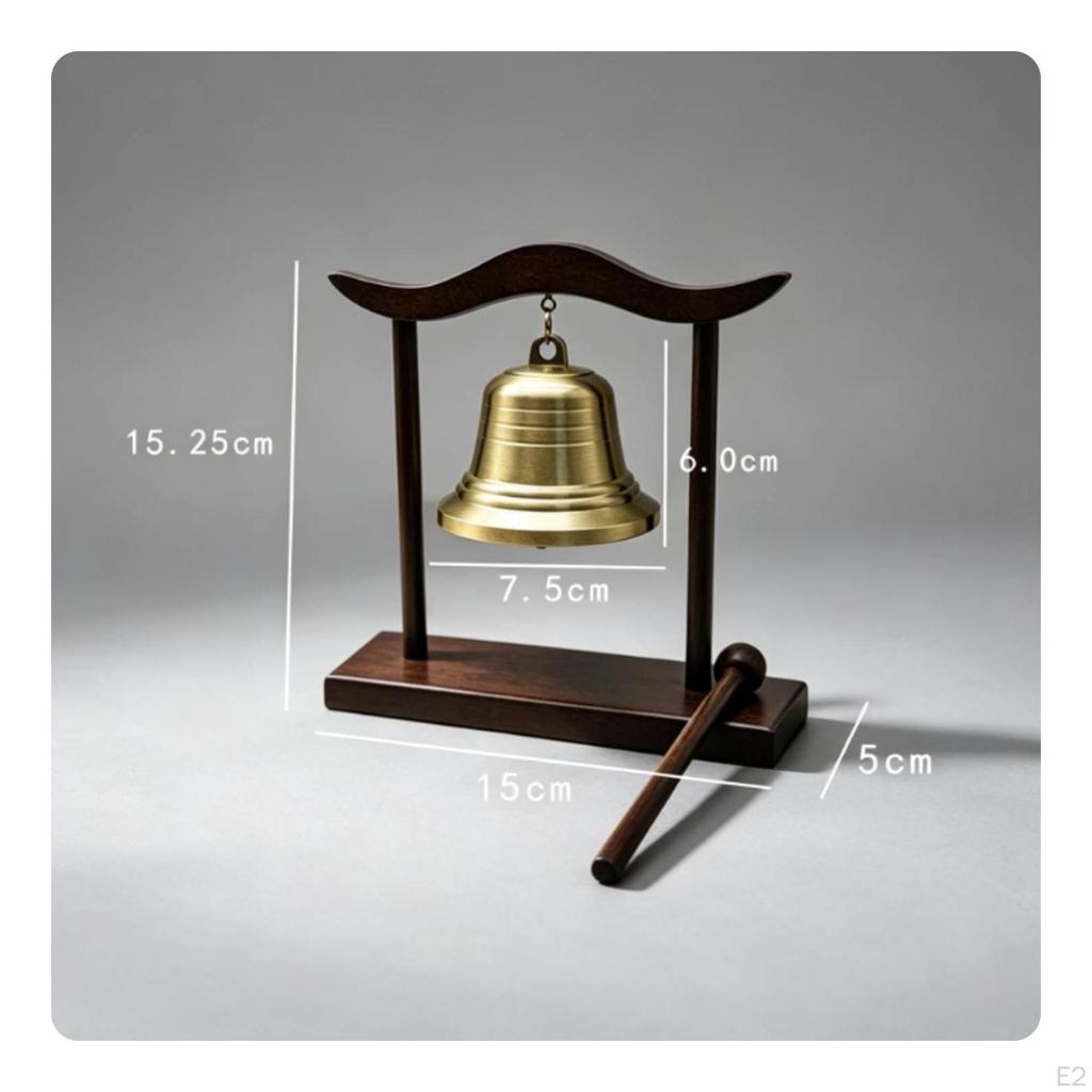 Hängende Messingglocke mit Ständer | Achtsamkeit, Meditationsklöppel, für Wohnkultur 5,3 cm
