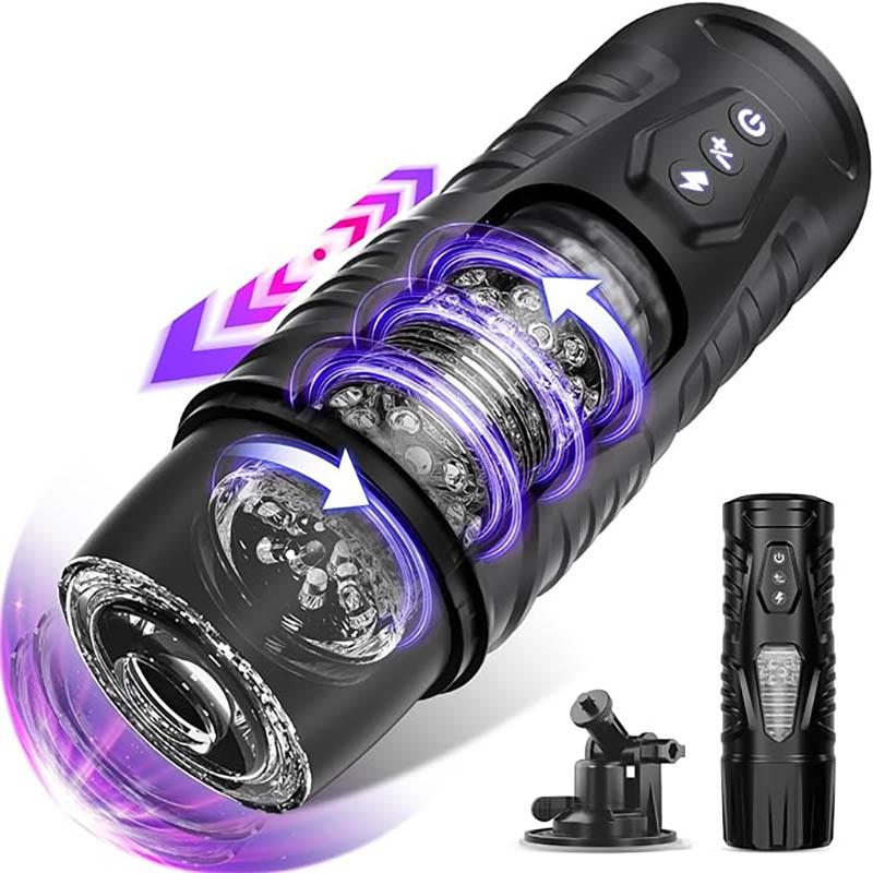 Automatic Telescopic Male Masturbator 7 Thrusting Rotating Modes Pocket Pussy Blowjob Sex Machine Penis Pump Piston Mastubator