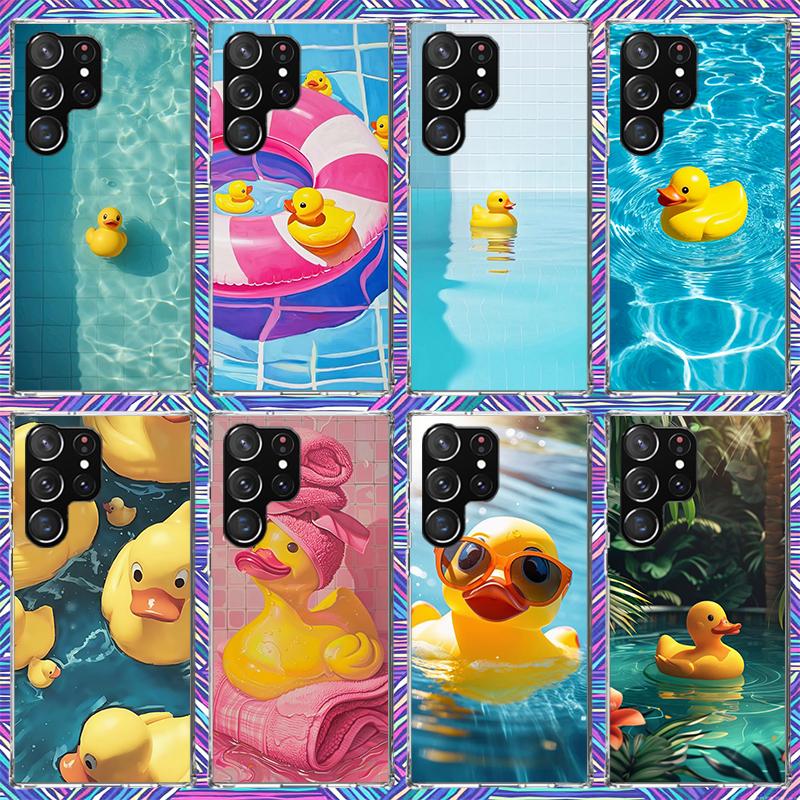 Rubber Ducks Swimming Pool Phone Case For Samsung Galaxy S23 S24 S25 Edge S26 Ultra S22 + S21 Plus S20 FE Cover Silicone Print S