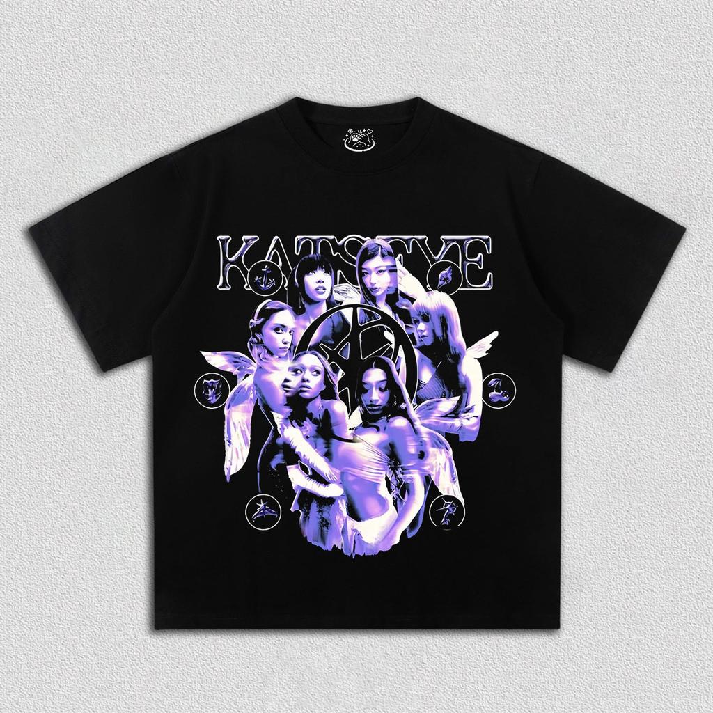 T-shirt Graphique Katseye Groupe de Filles Kpop Coréen Hommes Femmes Oversize Y2k Coton Haute Qualité Ample T-shirt Harajuku Vêtements Masculins