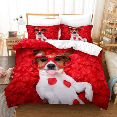 Christmas Dog 3D Digital Printing Kit Bedding Three-Piece Set