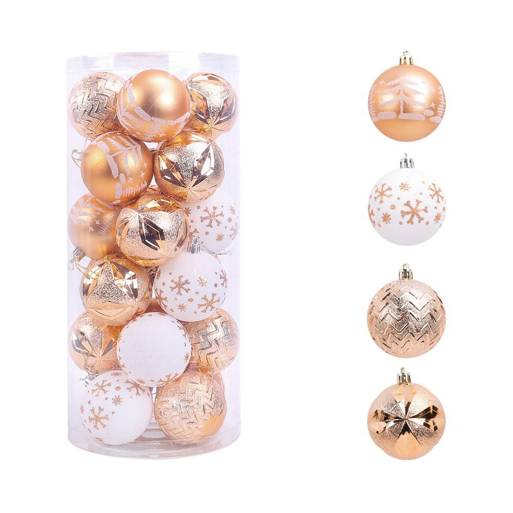 24pcs Shatterproof Painted Christmas Balls Pendant Christmas Tree Pendants Holiday Party Ornament