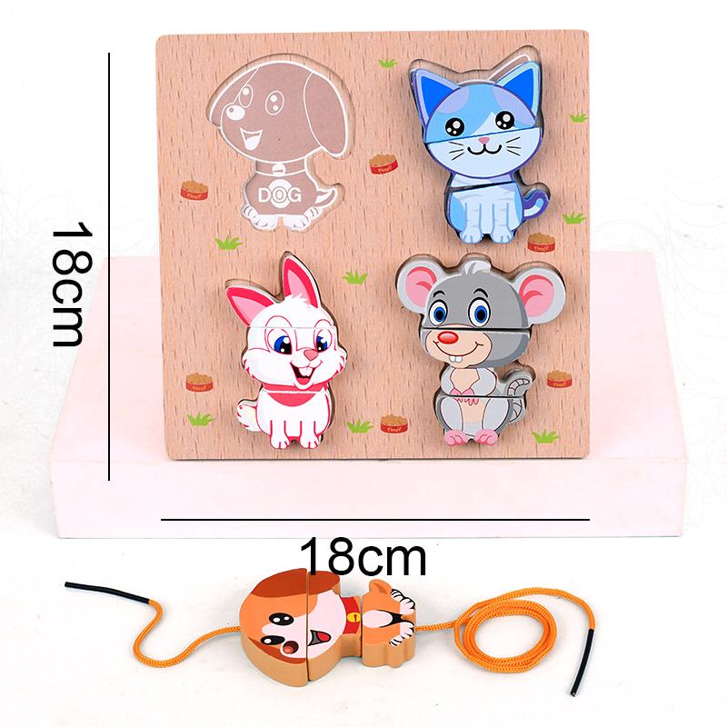 Kinder Fädelspiel Spielzeug Pädagogisches Holz Verkehrs Tier Ozean Memory Match Spiel für Montessori Intelligenzspielzeug TMZ